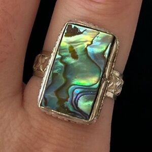 Beautiful abalone stone ring, size 7.5